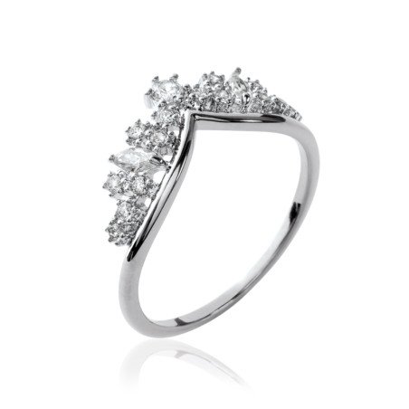 Bague Couronne Scintillante Argent Rhodié