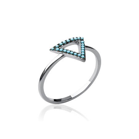 Bague Triangle Éclat Bleu en Argent Rhodié