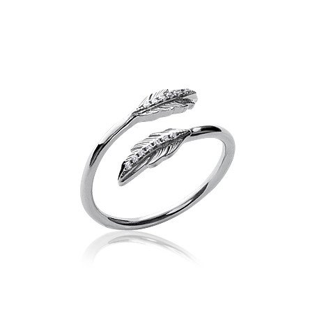 Bague Feuilles Scintillantes en Argent Rhodié