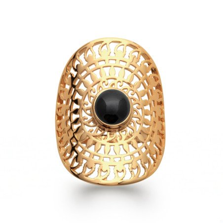 BAGUE PL-OR 750 3MIC AGATE NOIRE