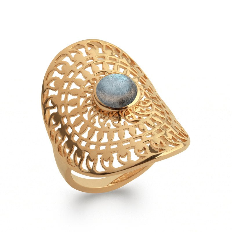 BAGUE PL-OR 750 3MIC LABRADORITE
