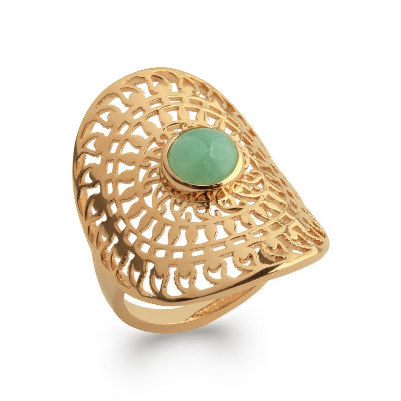 BAGUE PL-OR 750 3MIC AVENTURINE