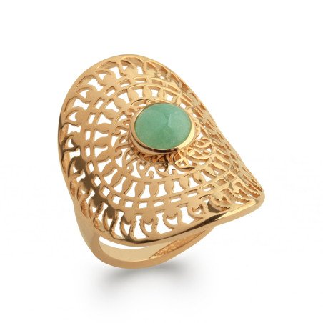 BAGUE PL-OR 750 3MIC AVENTURINE