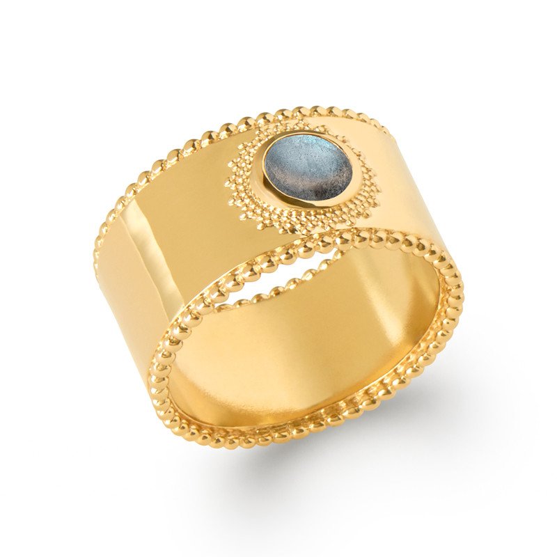 BAGUE PL-OR 750 3MIC LABRADORITE