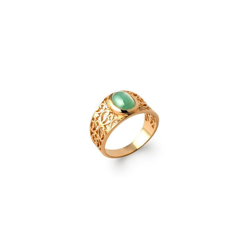 BAGUE PL-OR 750 3MIC AVENTURINE