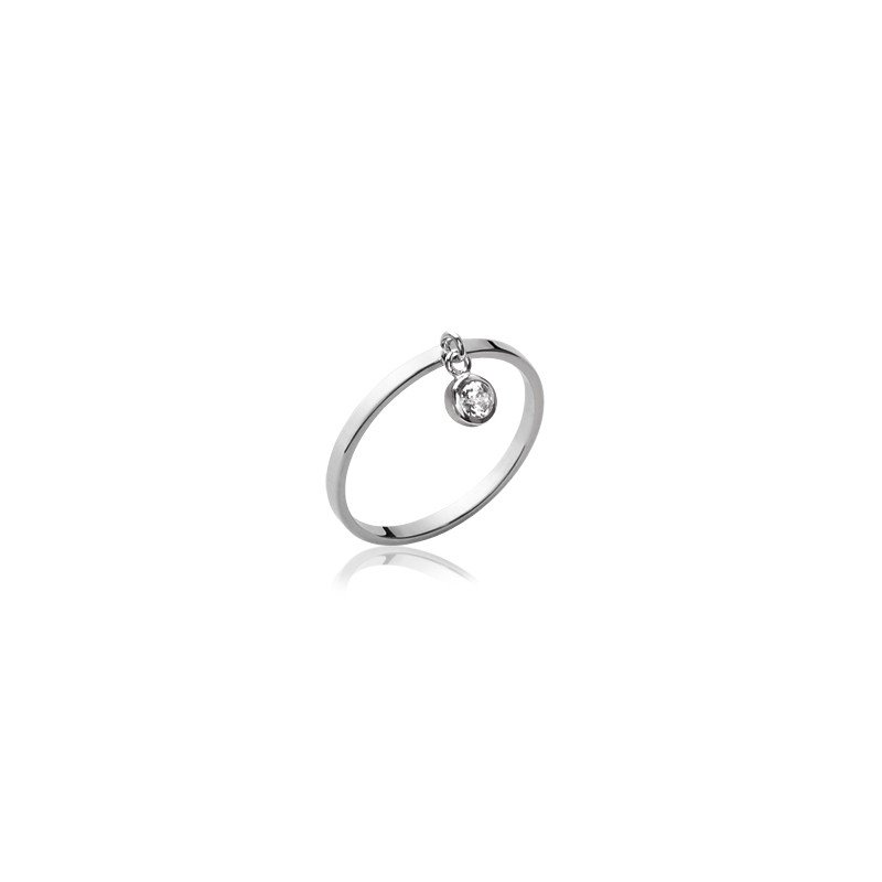 Bague Argent Rhodié Solitaire Pendentif