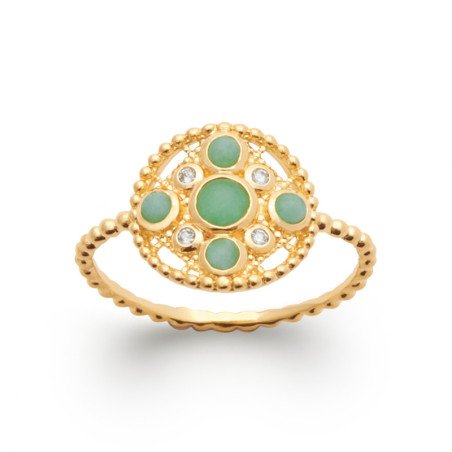 BAGUE PL-OR 750 3MIC AVENTURINE