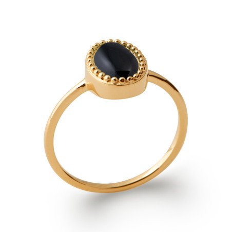 BAGUE PL-OR 750 3MIC AGATE NOIRE