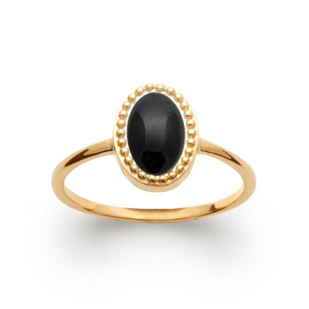 BAGUE PL-OR 750 3MIC AGATE NOIRE