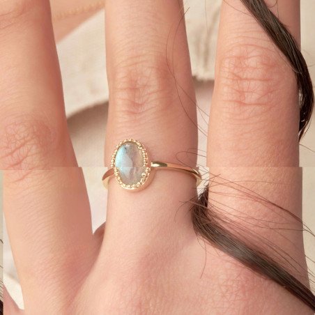 BAGUE PL-OR 750 3MIC LABRADORITE