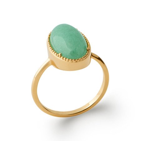 BAGUE PL-OR 750 3MIC AVENTURINE