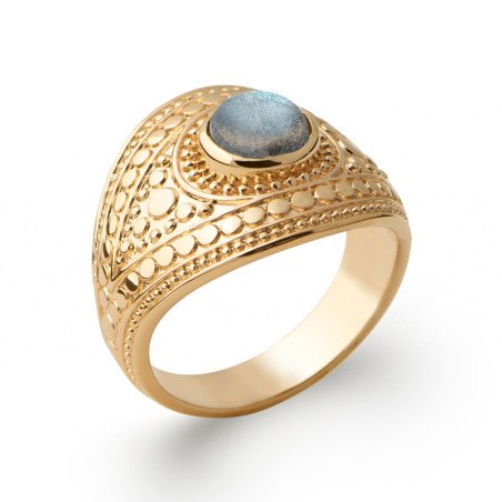 BAGUE PL-OR 750 3MIC LABRADORITE
