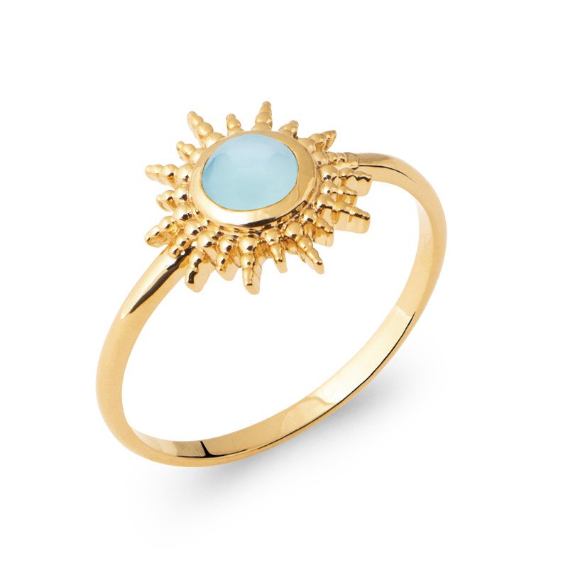 BAGUE PL-OR 750 3MIC AGATE BLEUE
