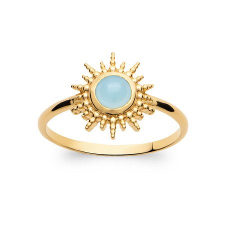 BAGUE PL-OR 750 3MIC AGATE BLEUE