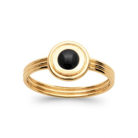 BAGUE PL-OR 750 3MIC AGATE NOIRE
