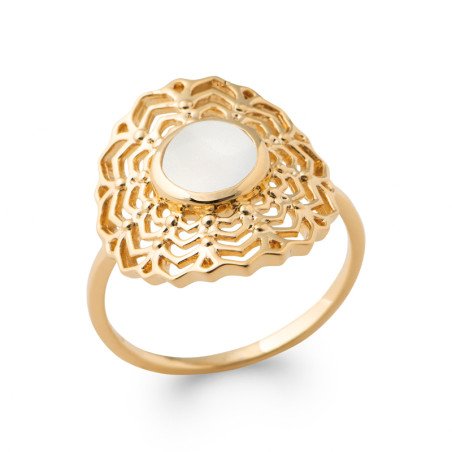 BAGUE PL-OR 750 3MIC PIERRE DE LUNE