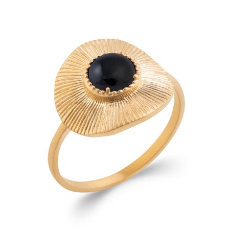 BAGUE PL-OR 750 3MIC AGATE NOIRE
