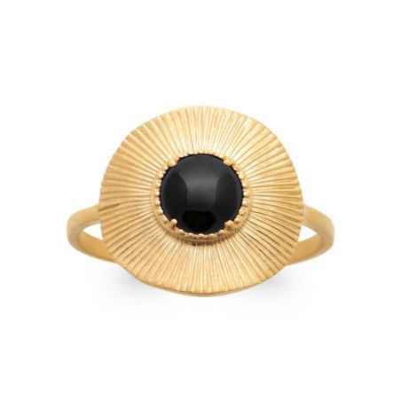 BAGUE PL-OR 750 3MIC AGATE NOIRE