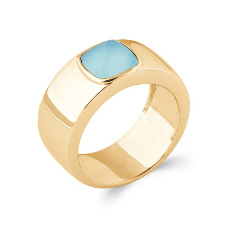 BAGUE PL-OR 750 3MIC AGATE BLEUE