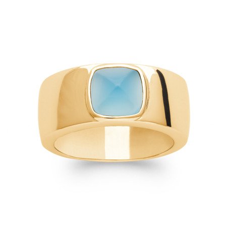 BAGUE PL-OR 750 3MIC AGATE BLEUE