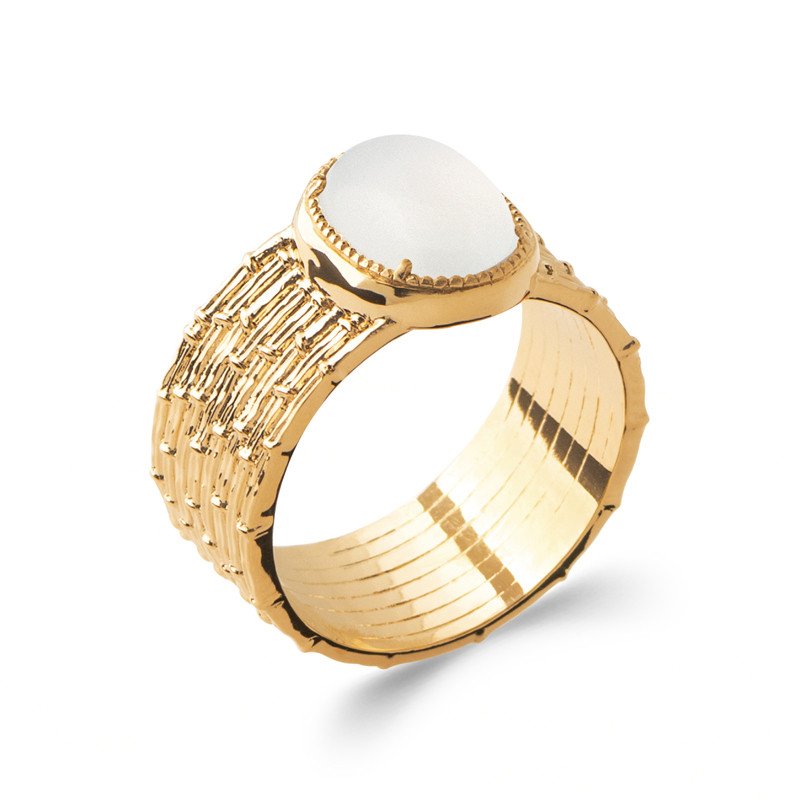 BAGUE PL-OR 750 3MIC PIERRE DE LUNE