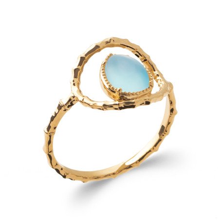 BAGUE PL-OR 750 3MIC AGATE BLEUE