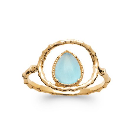 BAGUE PL-OR 750 3MIC AGATE BLEUE