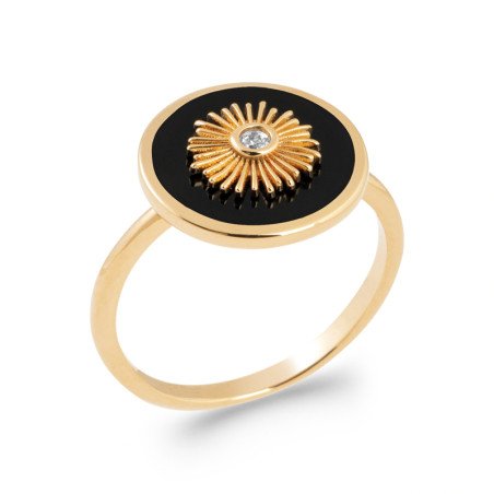 BAGUE PL-OR 750 3MIC AGATE NOIRE