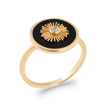 BAGUE PL-OR 750 3MIC AGATE NOIRE