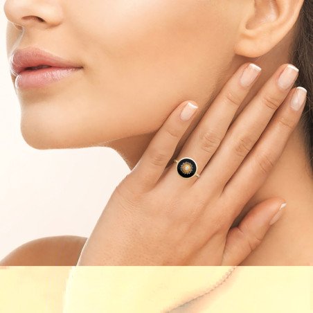 BAGUE PL-OR 750 3MIC AGATE NOIRE