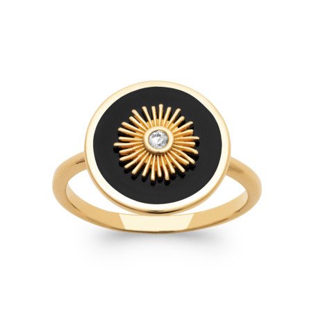 BAGUE PL-OR 750 3MIC AGATE NOIRE