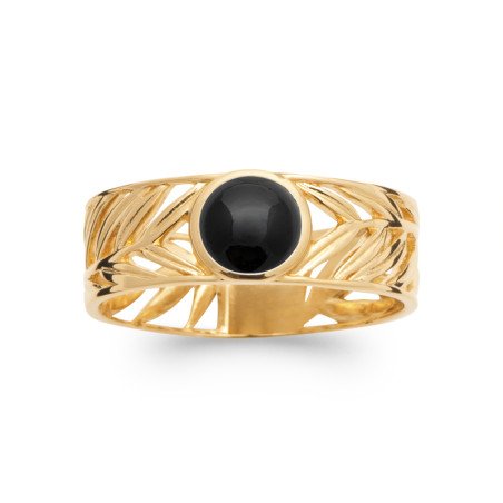 BAGUE PL-OR 750 3MIC AGATE NOIRE