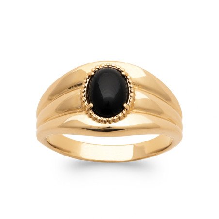 BAGUE PL-OR 750 3MIC AGATE NOIRE