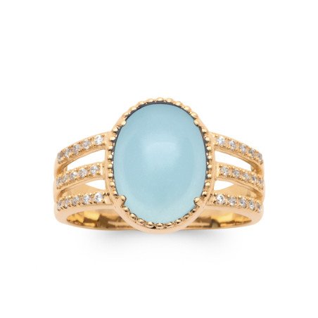 BAGUE PL-OR 750 3MIC AGATE BLEUE