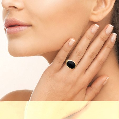BAGUE PL-OR 750 3MIC AGATE NOIRE