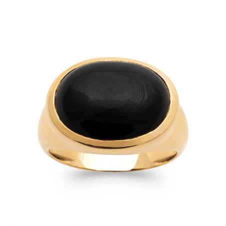 BAGUE PL-OR 750 3MIC AGATE NOIRE
