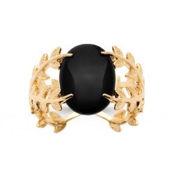 BAGUE PL-OR 750 3MIC AGATE NOIRE