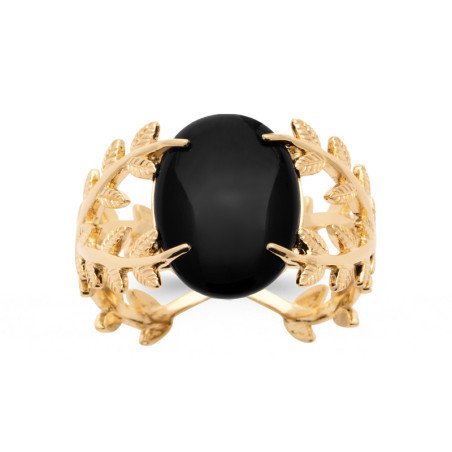 BAGUE PL-OR 750 3MIC AGATE NOIRE