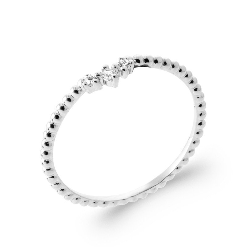 Bague Argent Rhodié Perlé & Oxydes de Zirconium