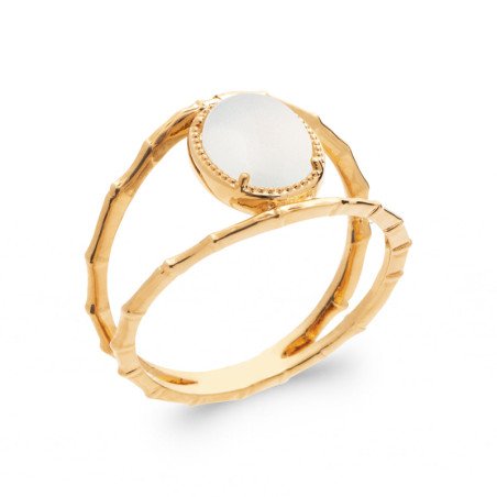 BAGUE PL-OR 750 3MIC PIERRE DE LUNE