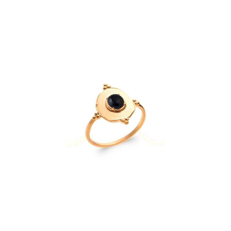 BAGUE PL-OR 750 3MIC AGATE NOIRE