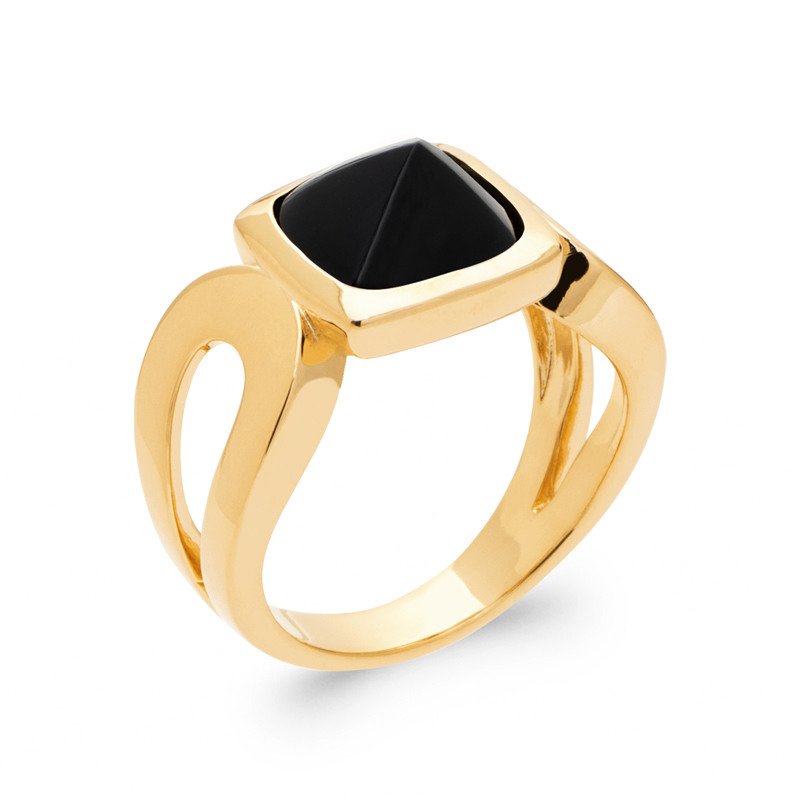 BAGUE PL-OR 750 3MIC AGATE NOIRE