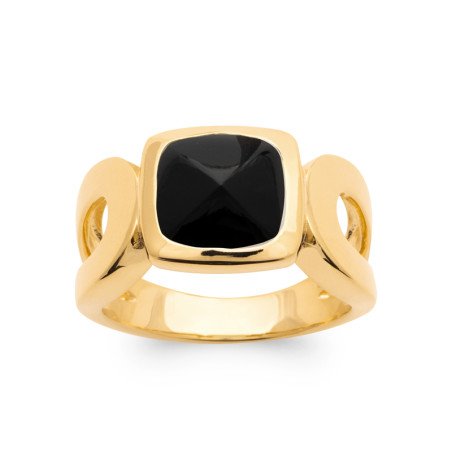 BAGUE PL-OR 750 3MIC AGATE NOIRE