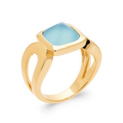 BAGUE PL-OR 750 3MIC AGATE BLEUE