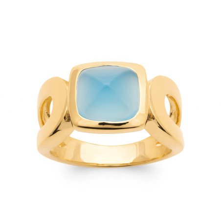 BAGUE PL-OR 750 3MIC AGATE BLEUE