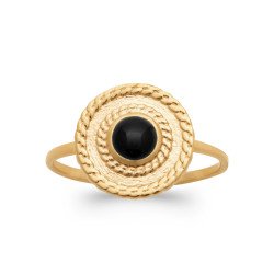 BAGUE PL-OR 750 3MIC AGATE NOIRE