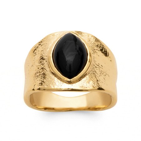 BAGUE PL-OR 750 3MIC AGATE NOIRE