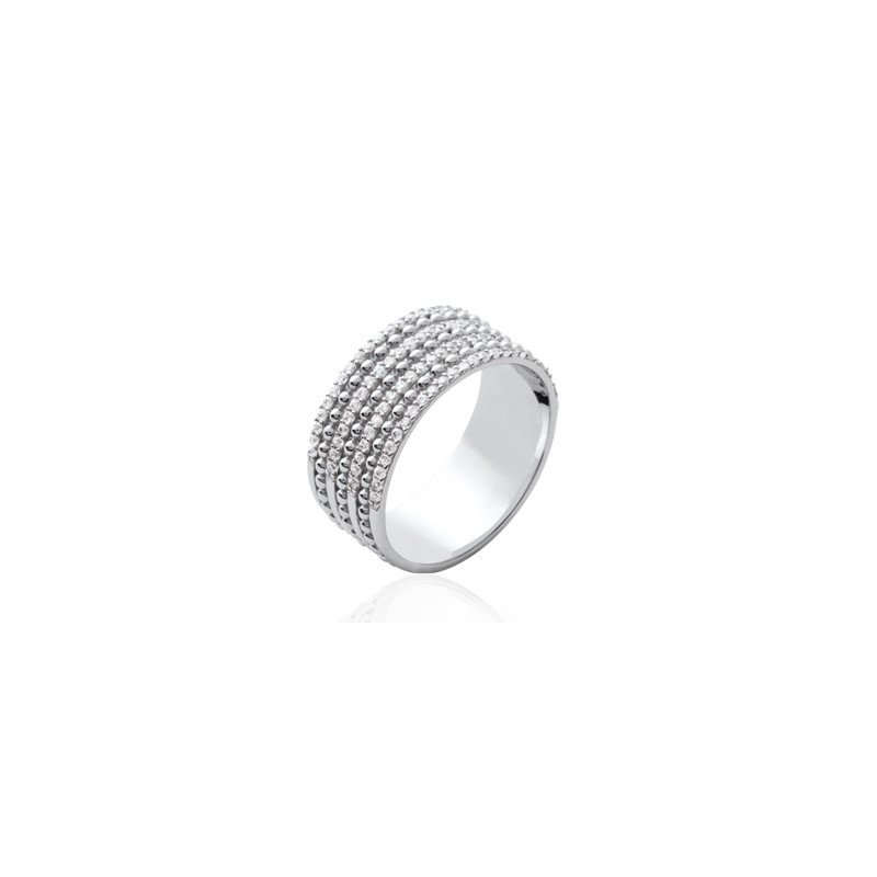Bague Multirangs Argent Rhodié Oxydes de Zirconium