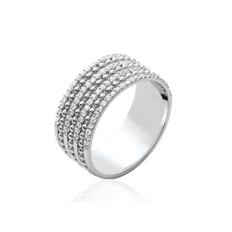 Bague Multirangs Argent Rhodié Oxydes de Zirconium