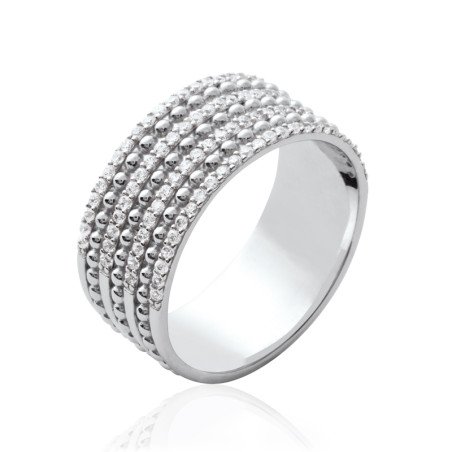 Bague Multirangs Argent Rhodié Oxydes de Zirconium